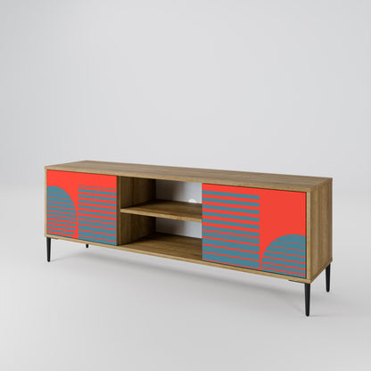 RISING GEOMETRY STARS 2-Door TV Stand in Oak Effect
