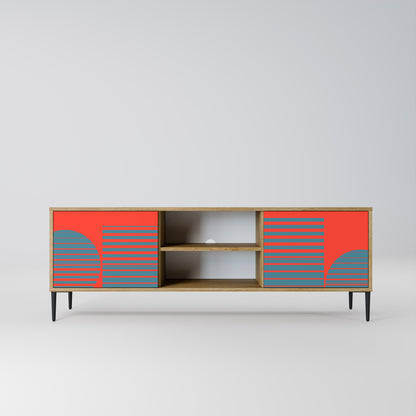 RISING GEOMETRY STARS 2-Door TV Stand in Oak Effect