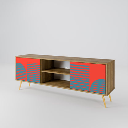 RISING GEOMETRY STARS 2-Door TV Stand in Oak Effect