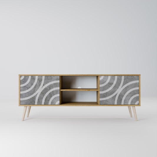 Mobile TV CIRCLE CONCRETE a 2 ante in effetto rovere