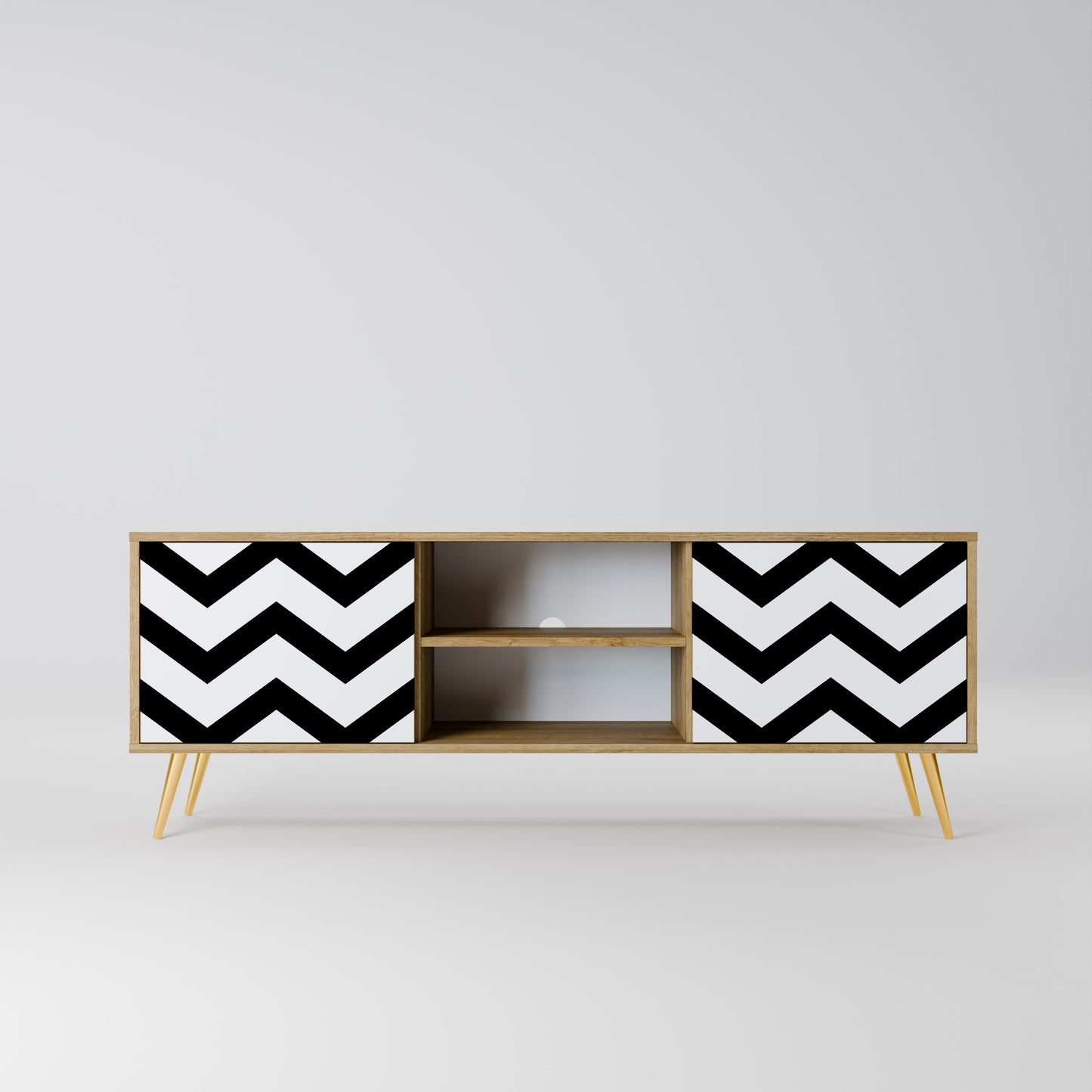 Mobile TV CLASSIC ZIG ZAG a 2 ante in effetto rovere