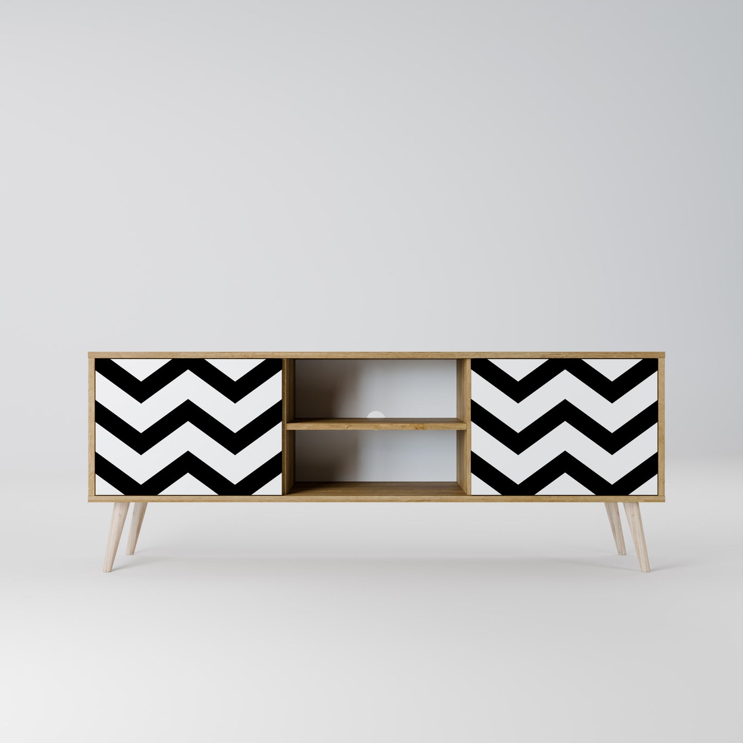 Mobile TV CLASSIC ZIG ZAG a 2 ante in effetto rovere