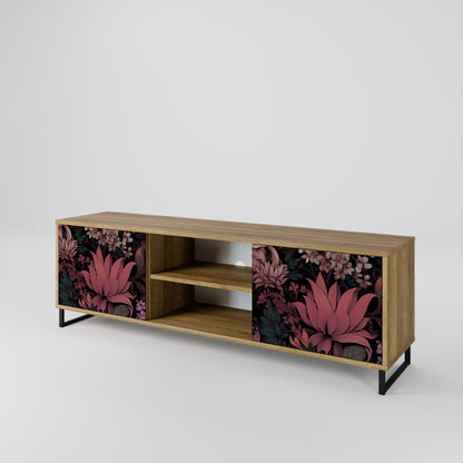 FLORAL WHISPER 2-Door TV Stand in Oak Effect