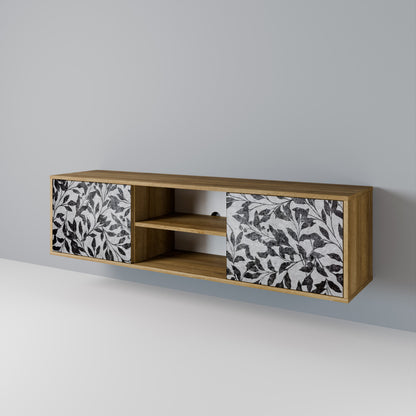 CHARCOAL SPROUT 2-Door TV Stand in Oak Effect