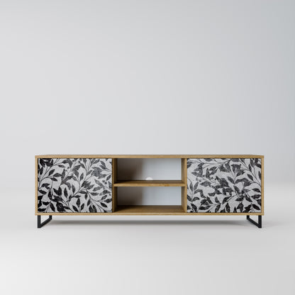 CHARCOAL SPROUT 2-Door TV Stand in Oak Effect