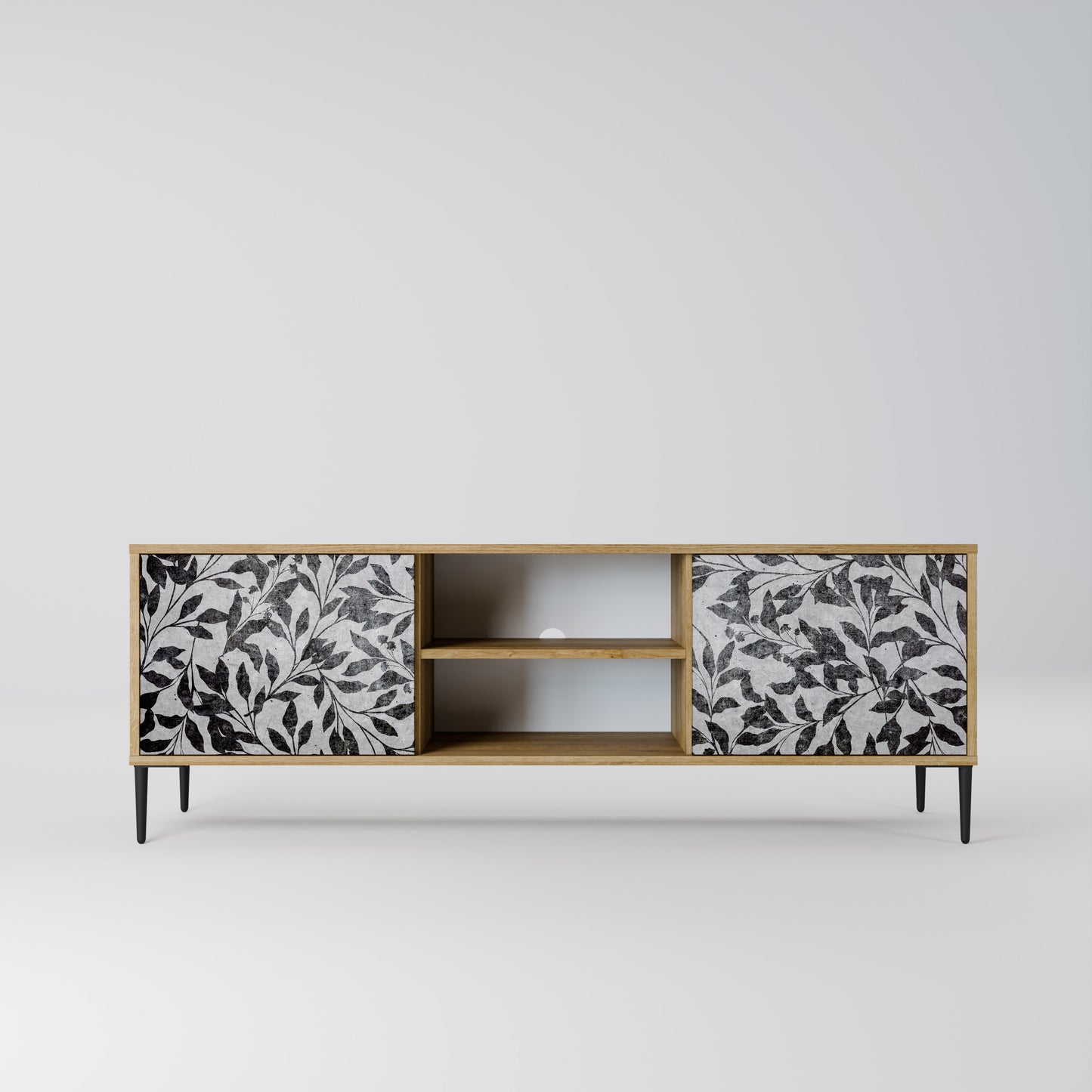 CHARCOAL SPROUT 2-Door TV Stand in Oak Effect