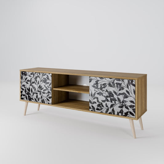 CHARCOAL SPROUT 2-Door TV Stand in Oak Effect