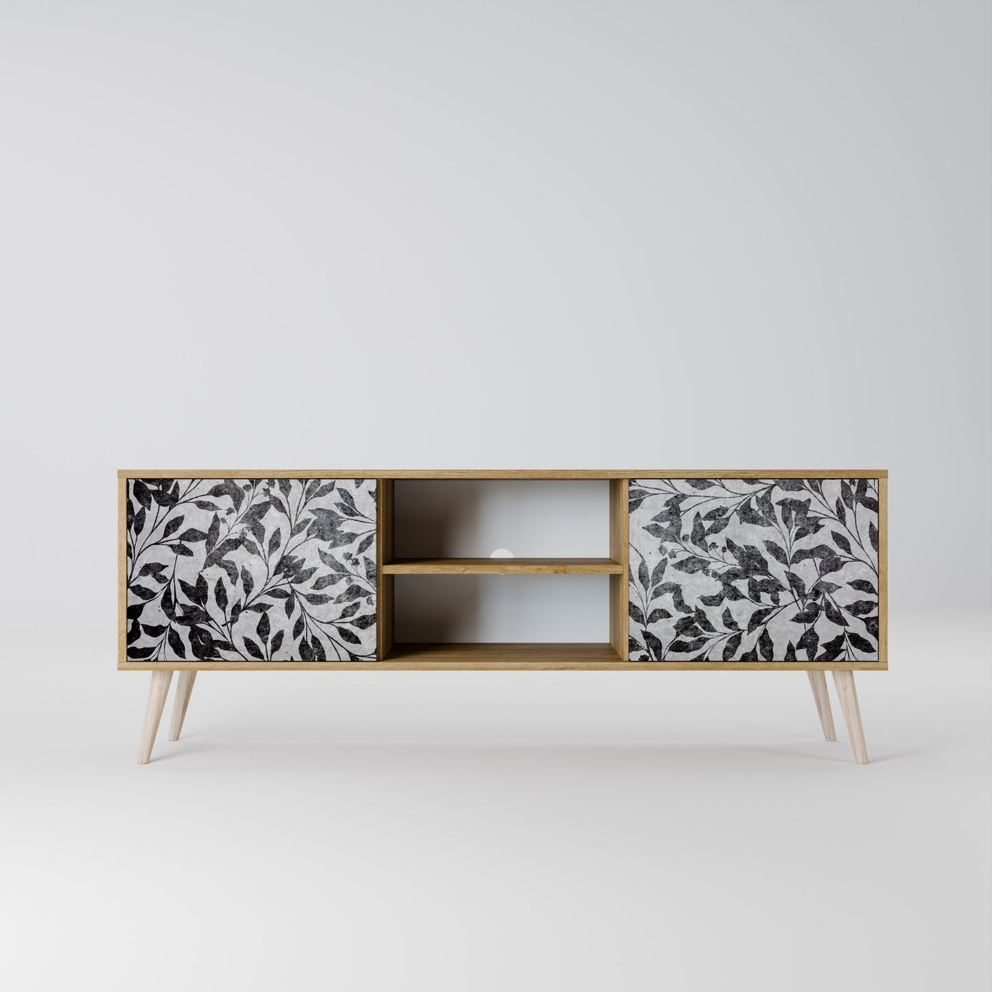 CHARCOAL SPROUT 2-Door TV Stand in Oak Effect