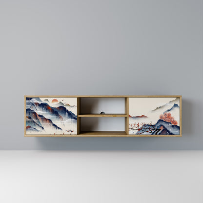 Mobile TV a 2 ante JAPANESE LANDSCAPE in effetto rovere