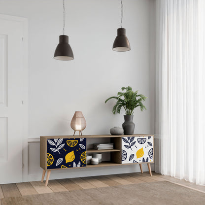 Mobile TV a 2 ante CITRUS BLACK AND WHITE in effetto rovere
