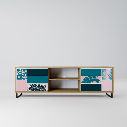 COMBINAZIONE DI FORME Mobile TV a 2 ante effetto rovere
