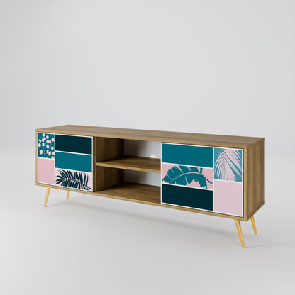 COMBINAZIONE DI FORME Mobile TV a 2 ante effetto rovere