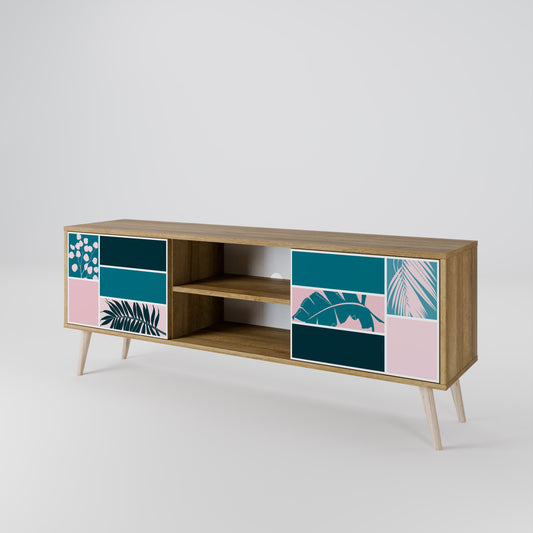 COMBINAZIONE DI FORME Mobile TV a 2 ante effetto rovere