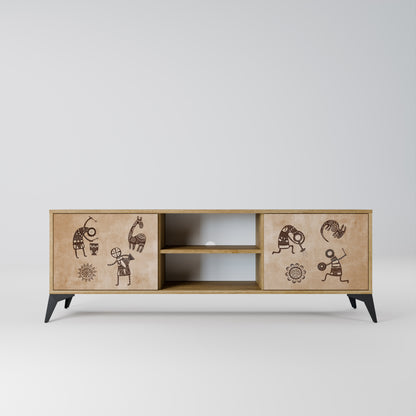 Mobile TV a 2 ante in stile africano effetto rovere