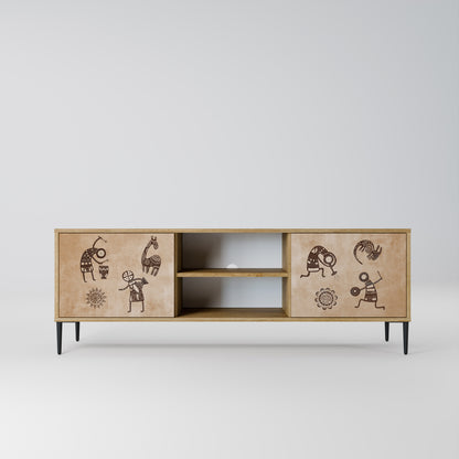Mobile TV a 2 ante in stile africano effetto rovere
