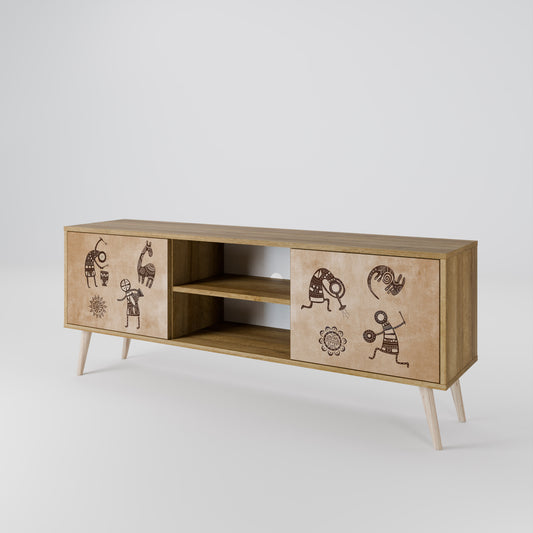 Mobile TV a 2 ante in stile africano effetto rovere
