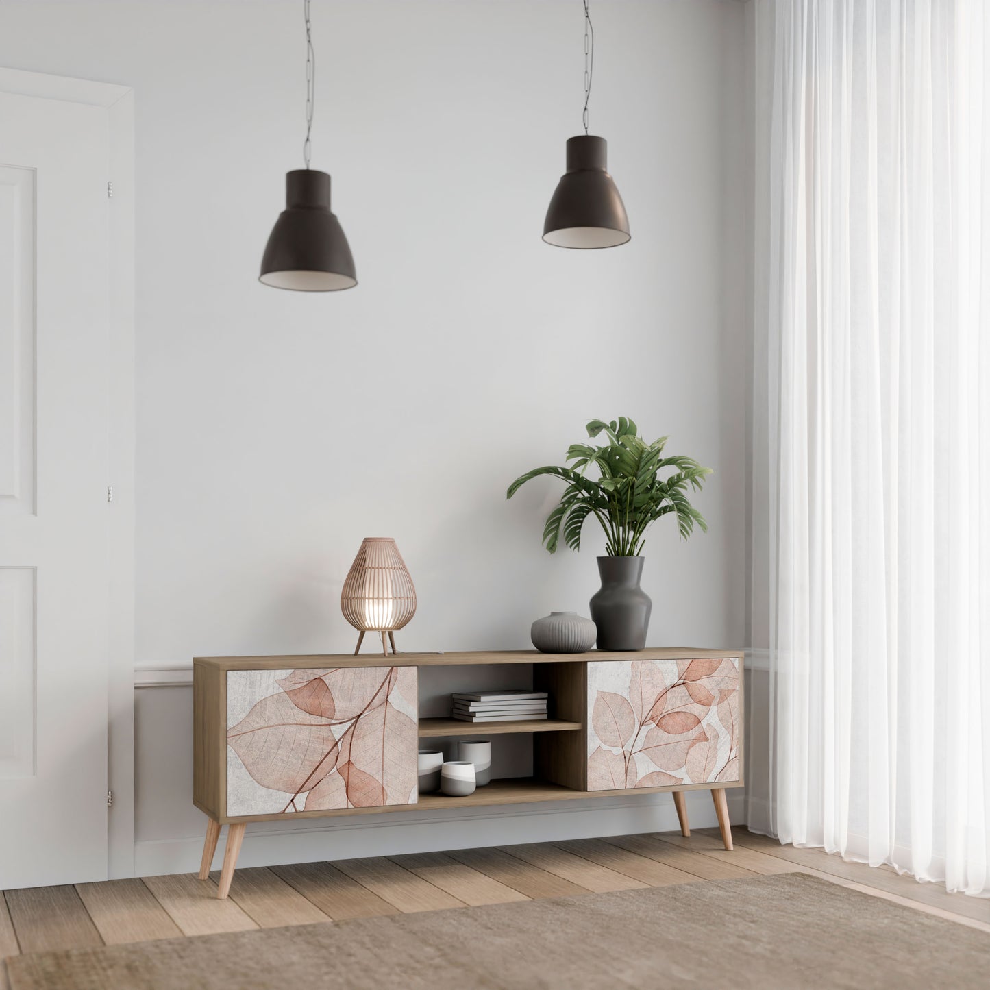 Mobile TV AUTUMN FRAGILITÀ a 2 ante in effetto rovere