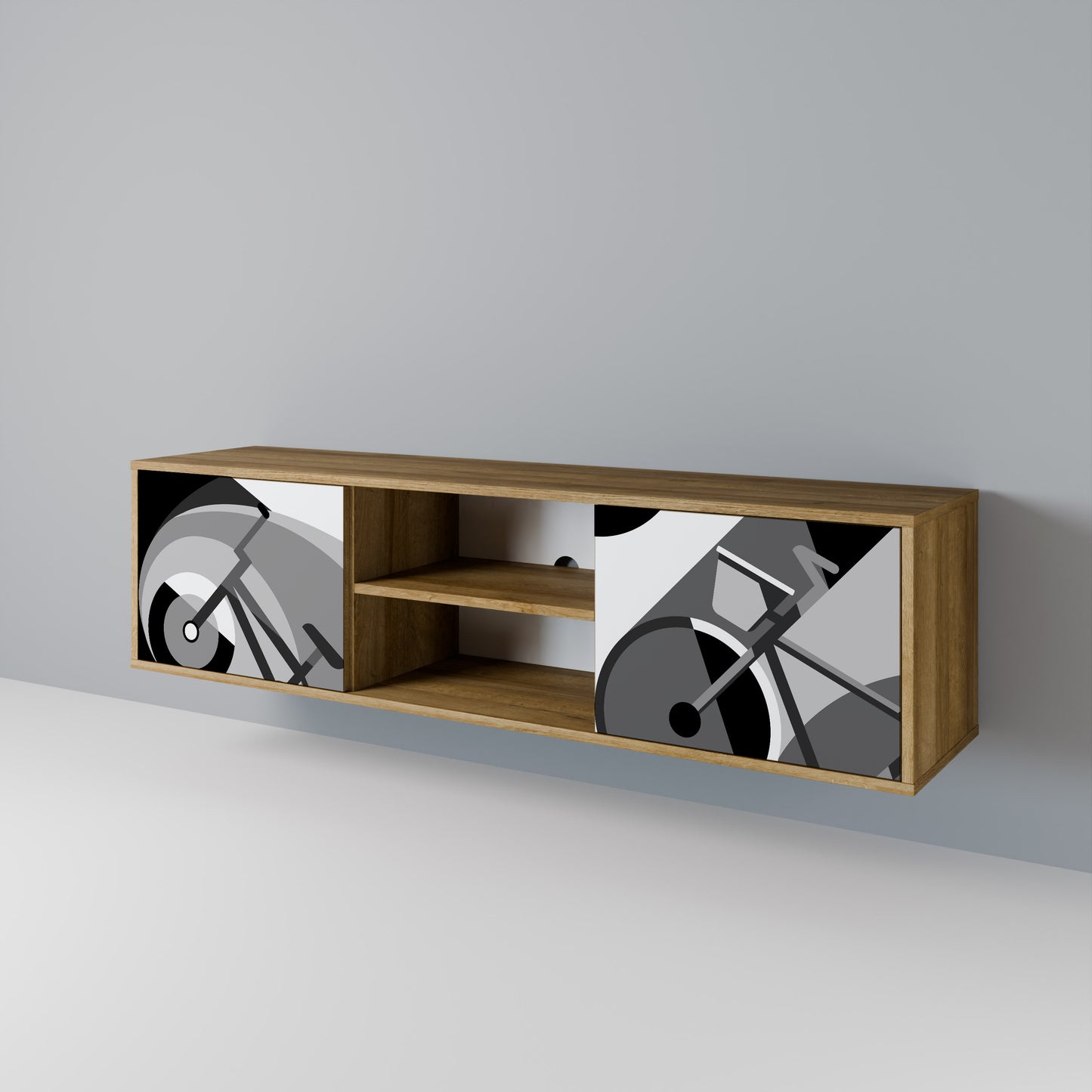 BIKE ENERGY 2-Door TV Stand in Oak Effect