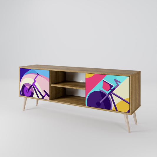 BIKE DREAMS 2-Door TV Stand in Oak Effect