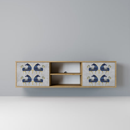 MAJESTIC STEED 2-Door TV Stand in Oak Effect