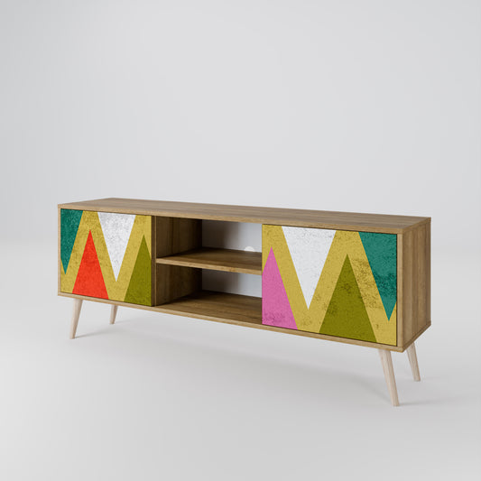 Mobile TV a 2 ante TRIANGOLI COLORATI in effetto rovere