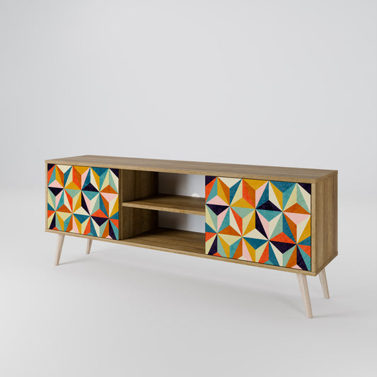 TESSELATE TREASURES 2-Door TV Stand in Oak Effect