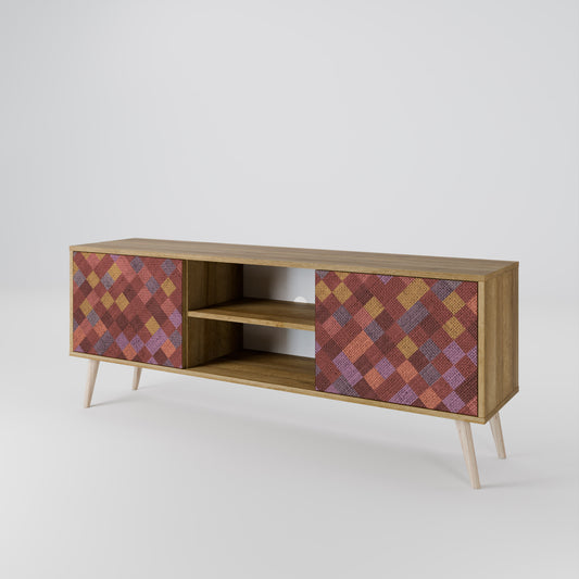 Mobile TV a 2 ante PAINTED SQUARES in effetto rovere