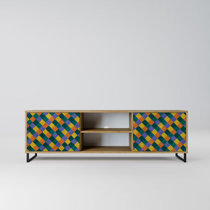 Mobile TV a 2 ante PAINTED SQUARES MIX in effetto rovere