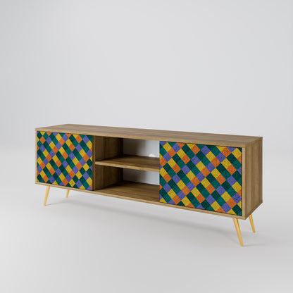 Mobile TV a 2 ante PAINTED SQUARES MIX in effetto rovere
