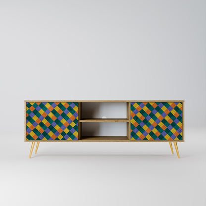 Mobile TV a 2 ante PAINTED SQUARES MIX in effetto rovere