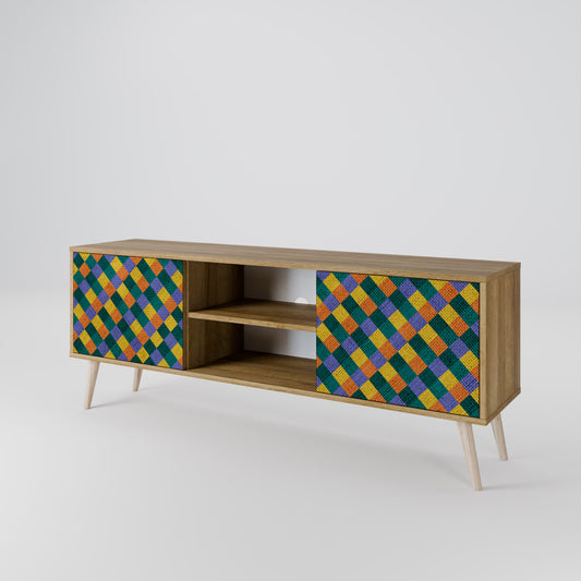 Mobile TV a 2 ante PAINTED SQUARES MIX in effetto rovere