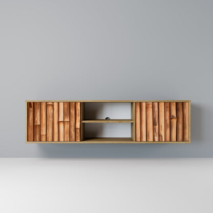 Mobile TV a 2 ante in legno naturale effetto rovere
