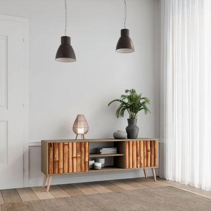 Mobile TV a 2 ante in legno naturale effetto rovere