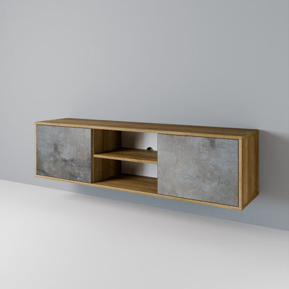 Mobile TV a 2 ante CONCRETE WALL in effetto rovere