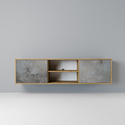 Mobile TV a 2 ante CONCRETE WALL in effetto rovere