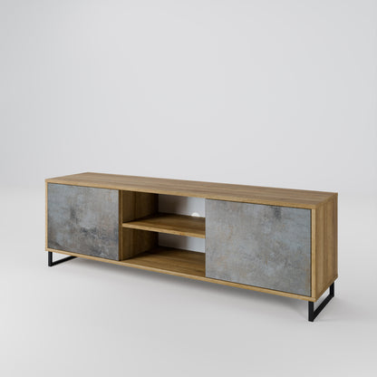 Mobile TV a 2 ante CONCRETE WALL in effetto rovere