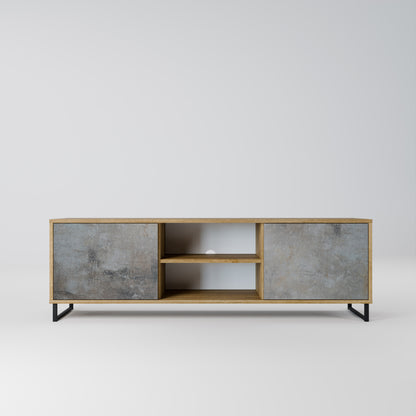 Mobile TV a 2 ante CONCRETE WALL in effetto rovere