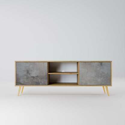 Mobile TV a 2 ante CONCRETE WALL in effetto rovere