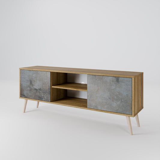 Mobile TV a 2 ante CONCRETE WALL in effetto rovere