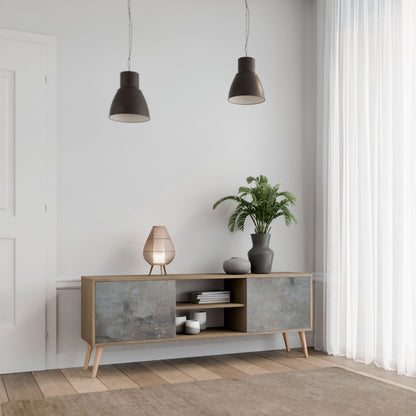 Mobile TV a 2 ante CONCRETE WALL in effetto rovere
