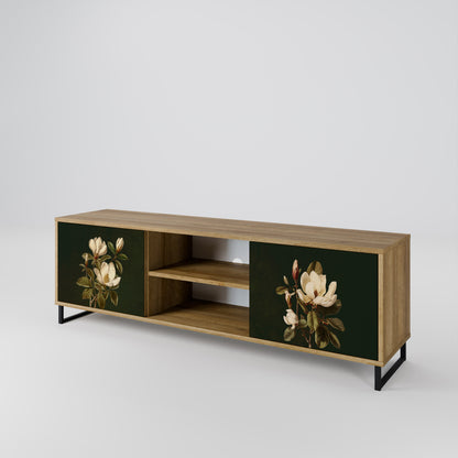 Mobile TV FLORAL NOIR a 2 ante effetto rovere