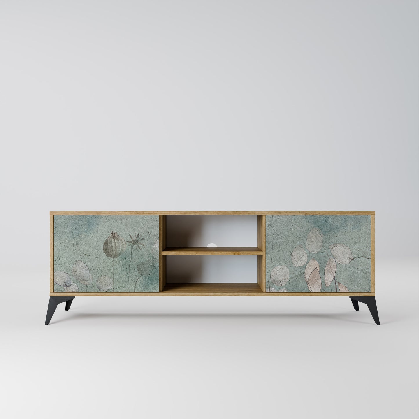 NIGHT LADY 2-Door TV Stand in Oak Effect