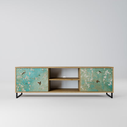 BLOOMING CHARM 2-Door TV Stand in Oak Effect