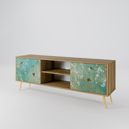 BLOOMING CHARM 2-Door TV Stand in Oak Effect