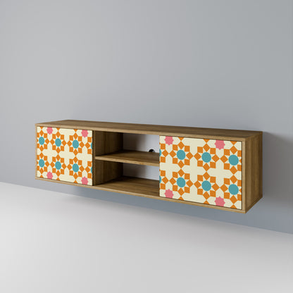 Mobile TV a 2 ante FLORAL DECOR in effetto rovere
