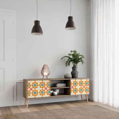 Mobile TV a 2 ante FLORAL DECOR in effetto rovere