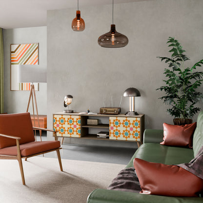 Mobile TV a 2 ante FLORAL DECOR in effetto rovere