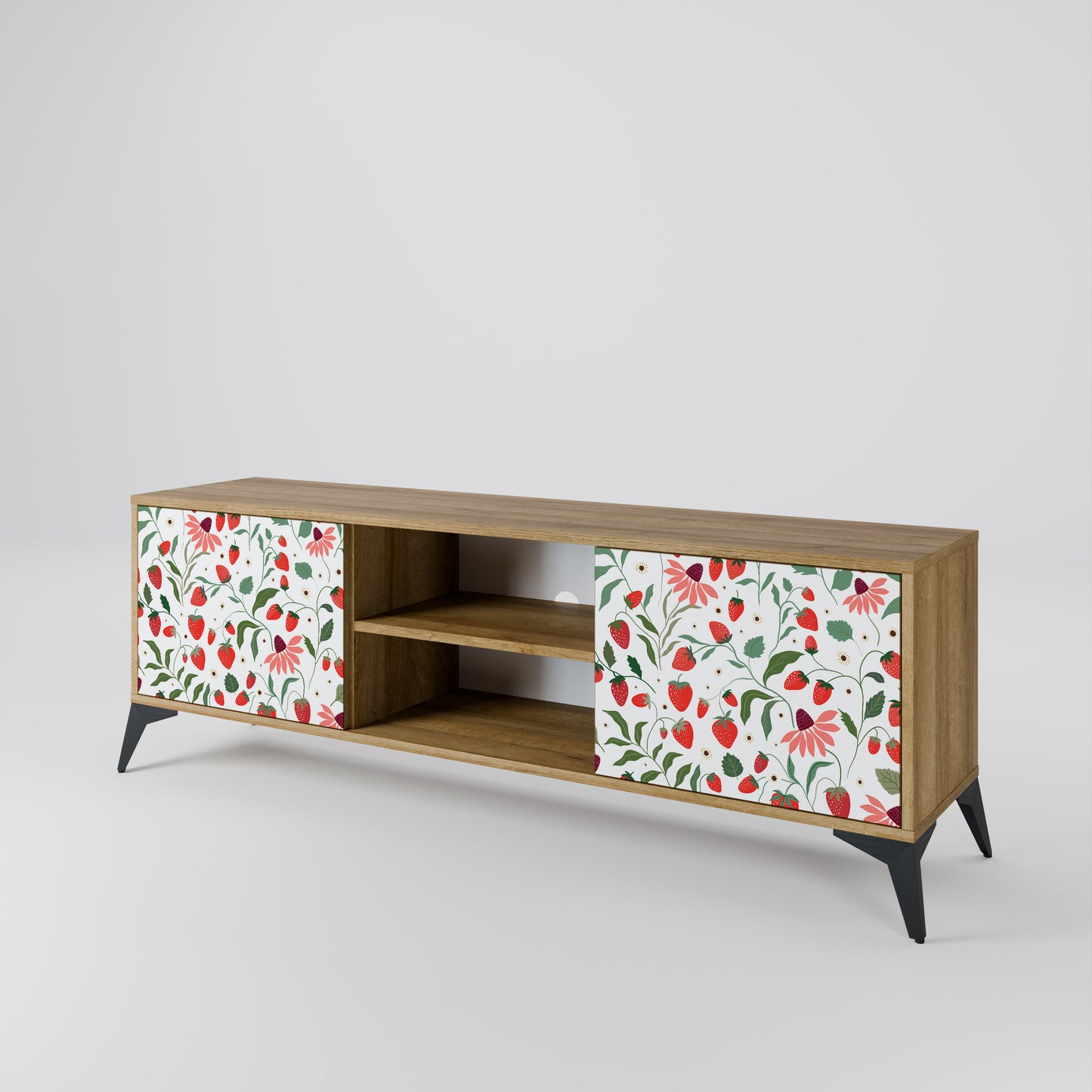 Mobile TV a 2 ante FLOWERS AND STRAWBERRIES in effetto rovere