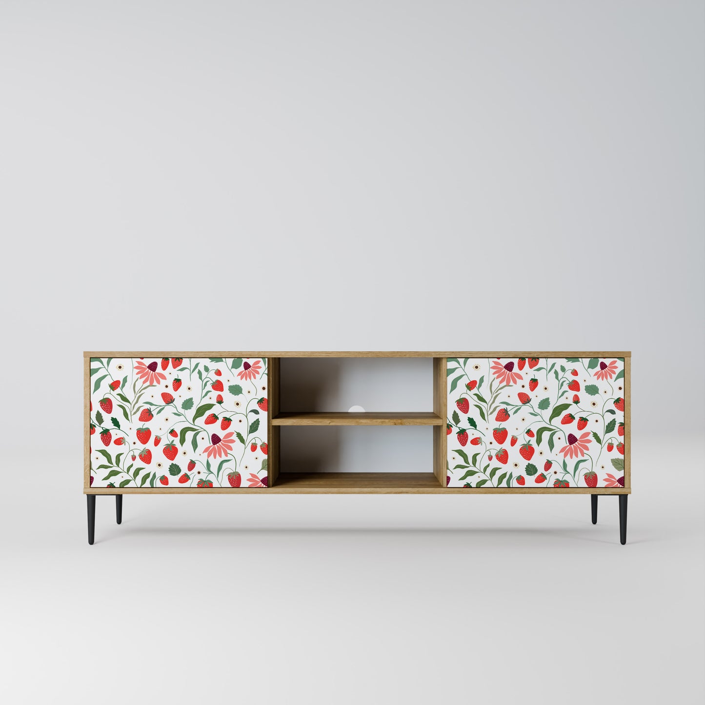 Mobile TV a 2 ante FLOWERS AND STRAWBERRIES in effetto rovere