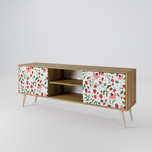 Mobile TV a 2 ante FLOWERS AND STRAWBERRIES in effetto rovere